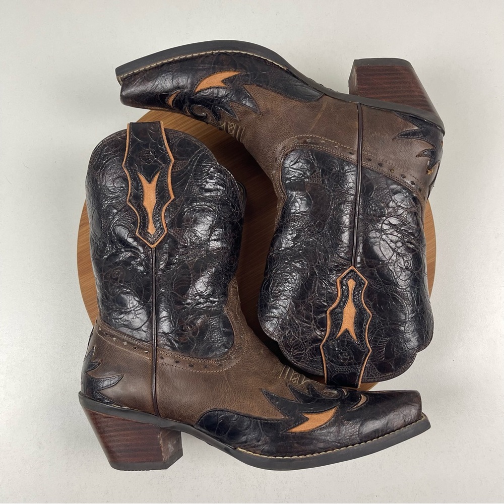 Ariat Dahlia Western Full Grain Leather Floral Embossed Women’s Boots - Picture 6 of 9